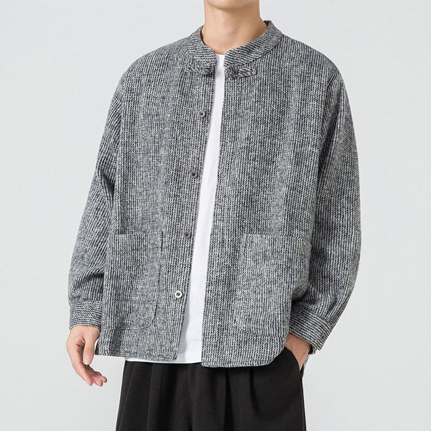 Buddha Stones Solid Color Frog-Button Long Sleeve Men's Cotton Corduroy Jacket With Pockets - image 28