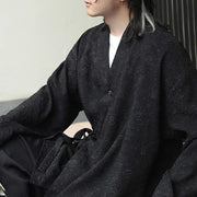 Buddha Stones Spring V-Neck Floral Men's Lace-up Design Long Sleeve Shirt - image 4