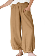 Buddha Stones Plain Color Women's Wide Leg Pants With Pockets - SandyBrown - US12，UK/AU16，EU44 (2XL) - image 10