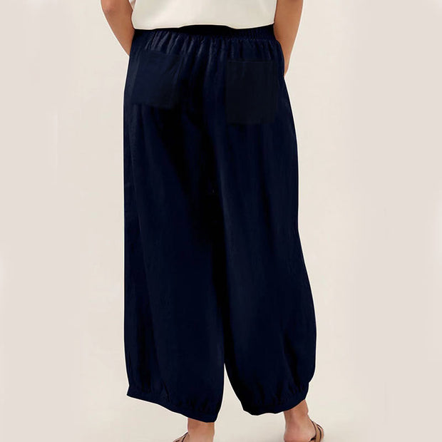 Buddha Stones Plain Color Women's Wide Leg Pants With Pockets - image 1