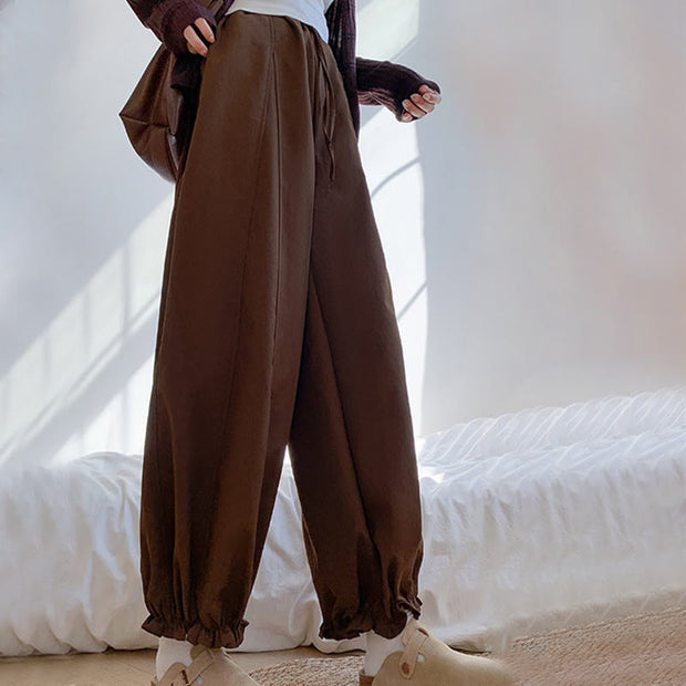 Buddha Stones Plain Color Drawstring Women's Bud Pants With Pockets - image 1