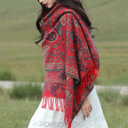 Buddha Stones Ethnic Embroidered Paisley Flowers Pattern Tassel Soft Scarf Shawl - image 20