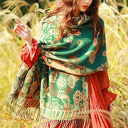 Buddha Stones Jacquard Ethnic Paisley Plants Pattern Tassel Soft Thermal Scarf Shawl - image 32