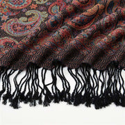 Buddha Stones Spring Purple Cashew Flower Pattern Tassel Soft Scarf Shawl - image 4