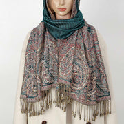 Buddha Stones Spring Long Leaves Flowers Pattern Tassel Soft Scarf Shawl - image 2