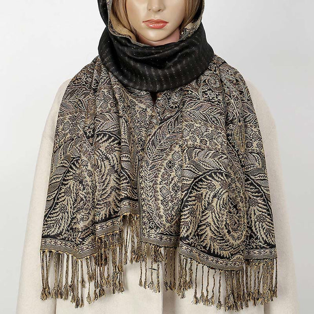 Buddha Stones Spring Long Leaves Flowers Pattern Tassel Soft Scarf Shawl - image 7