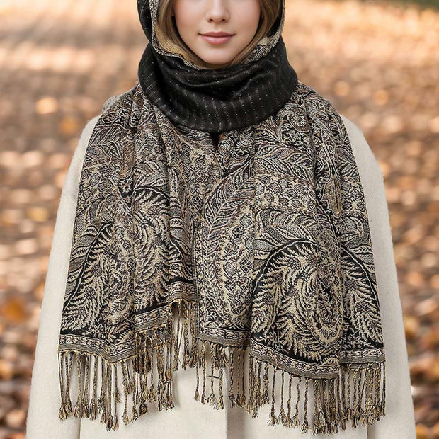 Buddha Stones Spring Long Leaves Flowers Pattern Tassel Soft Scarf Shawl - image 8