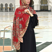 Buddha Stones Spring Red Flowers Leaves Vines Pattern Tassel Soft Scarf Shawl - image 7