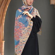 Buddha Stones Spring Red Flowers Leaves Vines Pattern Tassel Soft Scarf Shawl - image 4