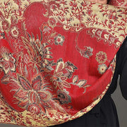 Buddha Stones Spring Red Flowers Leaves Vines Pattern Tassel Soft Scarf Shawl - image 9