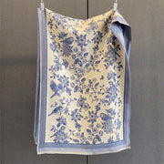 Buddha Stones Commute Flowers Bird Pattern Color Contrast Design Tassels Cozy Soft Scarf Shawl - SlateBlue - 190*65 cm - image 7