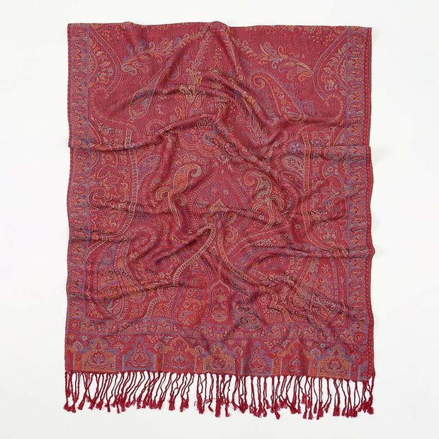 Buddha Stones Spring Cashew Flower Stripes Pattern Tassel Cozy Scarf Shawl - image 2