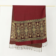 Buddha Stones Spring Golden Cashew Flower Geometric Pattern Tassel Cozy Scarf Shawl - image 7