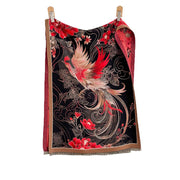 Buddha Stones Winter Thermal Phoenix Flowers Pattern Tassels Soft Scarf Shawl - image 5