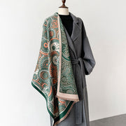 Buddha Stones Winter Ethnic Style Paisley Geometry Pattern Tassels Soft Scarf Shawl - image 8