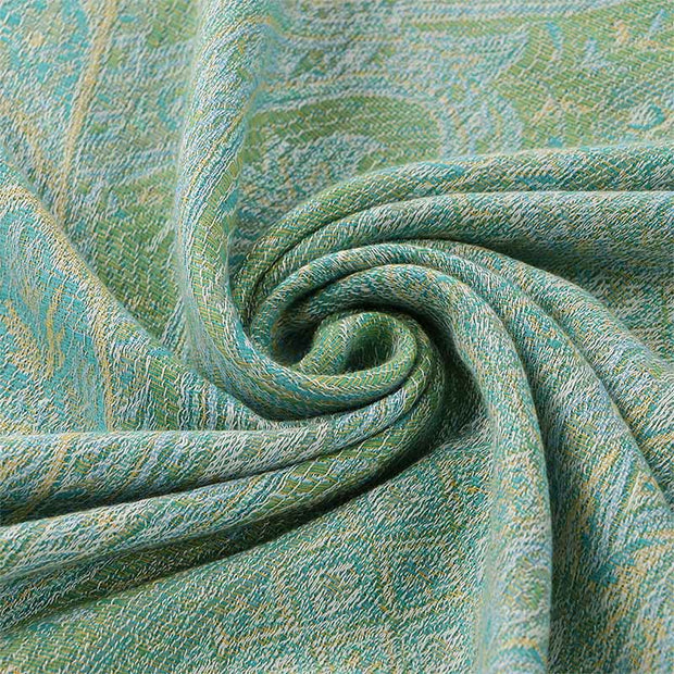 Buddha Stones Spring Green Cashew Flower Geometric Jacquard Pattern Tassel Cozy Scarf Shawl - image 6