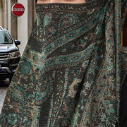 Buddha Stones Spring Green Cashew Flower Geometric Stripes Pattern Tassel Cozy Scarf Shawl - image 4