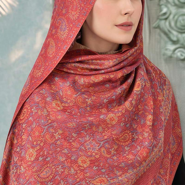 Buddha Stones Spring Red Pink Cashew Flower Geometric Stripes Pattern Tassel Cozy Scarf Shawl - image 3
