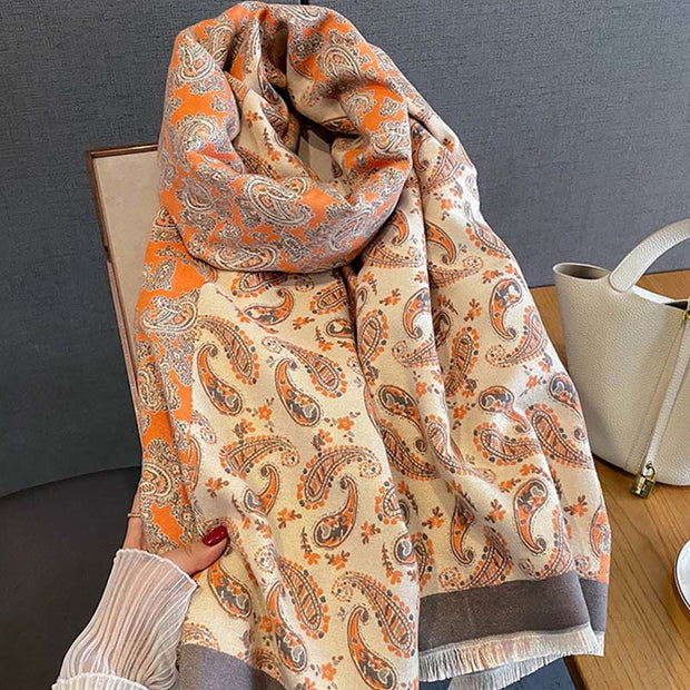 Buddha Stones Thermal Ethnic Paisley Color Contrast Patchwork Pattern Soft Scarf Shawl - image 3