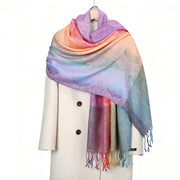 Buddha Stones Spring Colorful Gradient Cashew Flower Pattern Tassel Cozy Scarf Shawl - LemonChiffon - 180cm - image 1