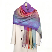 Buddha Stones Spring Colorful Gradient Cashew Flower Pattern Tassel Cozy Scarf Shawl - image 2