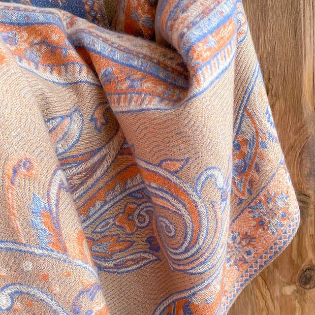 Buddha Stones Winter Commute Thermal Paisley Floral Pattern Tassel Cozy Scarf Shawl - image 15