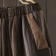 Buddha Stones Commute Striped Cotton Corduroy Men's Harem Pants With Pockets - image 4