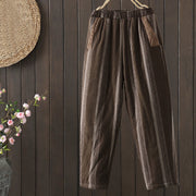 Buddha Stones Commute Striped Cotton Corduroy Men's Harem Pants With Pockets - SaddleBrown - US8-10，UK/AU12-14，EU40-42 (2XL) - image 0