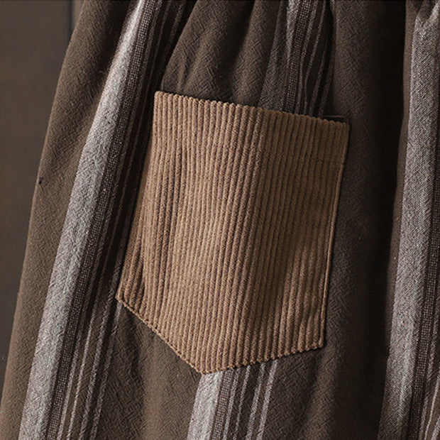 Buddha Stones Commute Striped Cotton Corduroy Men's Harem Pants With Pockets - image 5