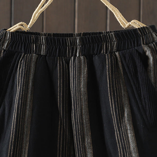 Buddha Stones Commute Striped Cotton Corduroy Men's Harem Pants With Pockets - image 10