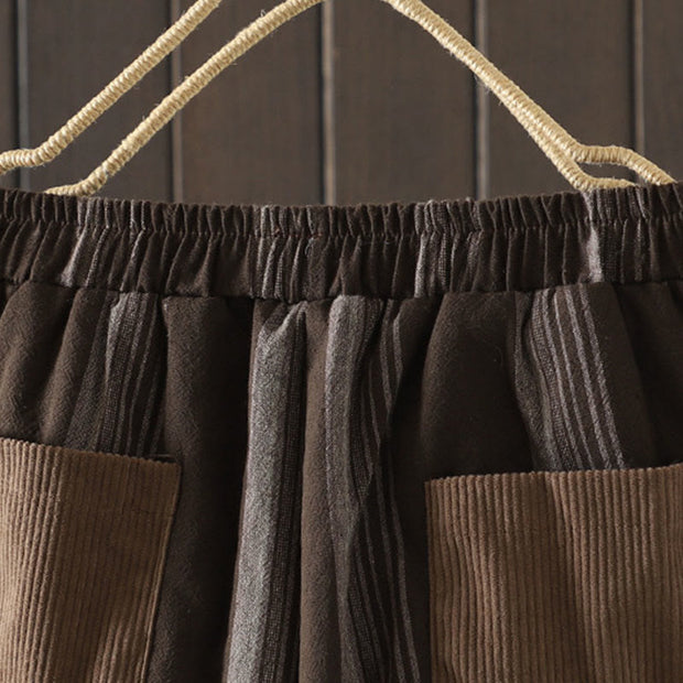 Buddha Stones Commute Striped Cotton Corduroy Men's Harem Pants With Pockets - image 3