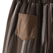 Buddha Stones Commute Striped Cotton Corduroy Men's Harem Pants With Pockets - image 8