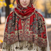 Buddha Stones Spring Cashew Floral Geometry Pattern Tassel Cozy Scarf Shawl - image 2