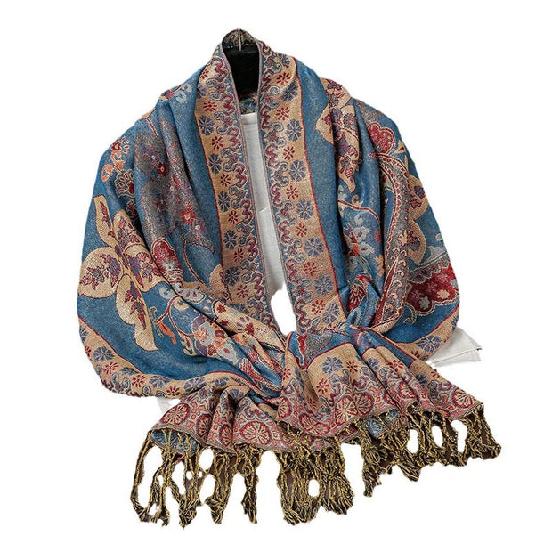 Buddha Stones Spring Cashew Floral Geometry Pattern Tassel Cozy Scarf Shawl - image 7