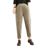 Buddha Stones Plain Tapered Cotton Corduroy Women's Harem Thermal Fleece-Lined Pants With Pockets - image 26