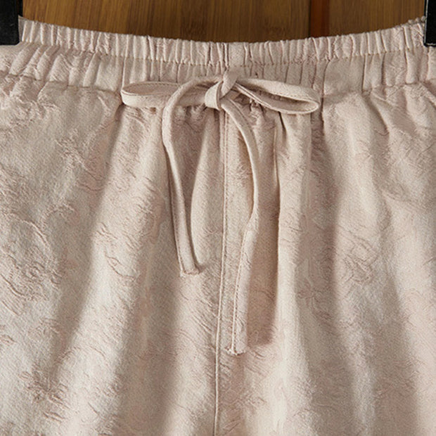Buddha Stones Winter Thermal Jacquard Floral Pattern Women's Wide Leg Cotton Pants With Pockets - image 9
