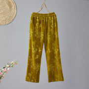 Buddha Stones Women's Jacquard High Waist Design Wide Leg Cotton Fleece-Lined Pants With Pockets - image 2