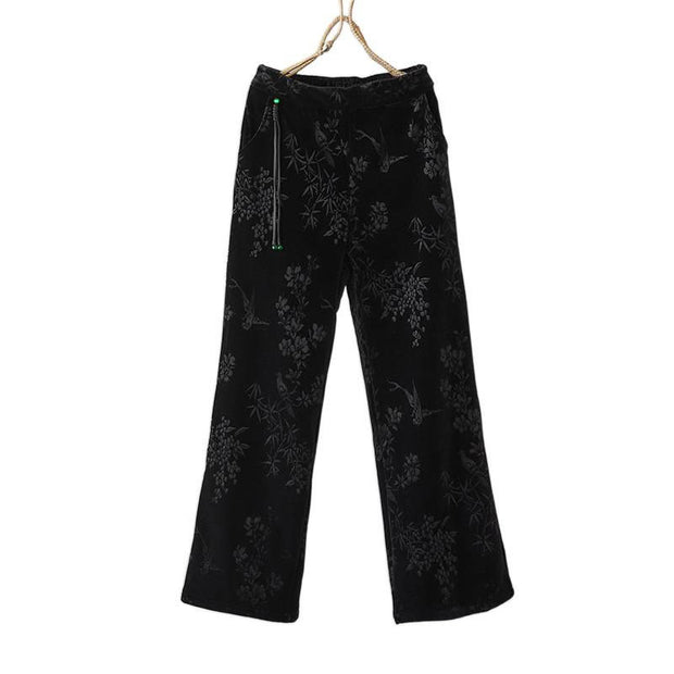 Buddha Stones Women's Jacquard High Waist Design Wide Leg Cotton Fleece-Lined Pants With Pockets - image 14