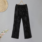 Buddha Stones Women's Jacquard High Waist Design Wide Leg Cotton Fleece-Lined Pants With Pockets - Black - US8-10，UK/AU12-14，EU40-42 (2XL) - image 8