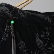 Buddha Stones Women's Jacquard High Waist Design Wide Leg Cotton Fleece-Lined Pants With Pockets - image 11
