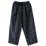 Buddha Stones Women's Winter Black Gray Plaid Pattern Cotton Fleece-Lined Pants With Pockets - image 11