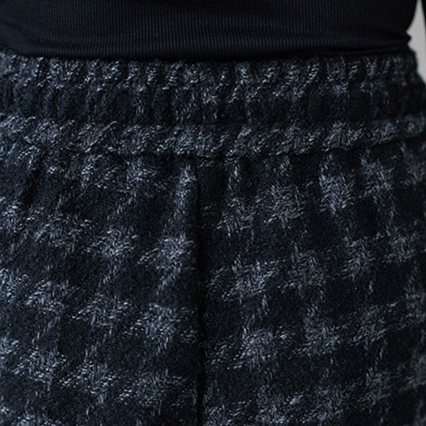 Buddha Stones Women's Winter Black Gray Plaid Pattern Cotton Fleece-Lined Pants With Pockets - image 7
