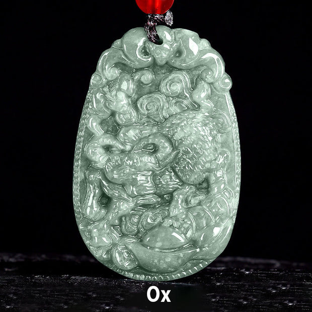 Buddha Stones Chinese Zodiac Jade Year of the Horse Luck Rope Necklace Pendant - Ox - image 12