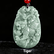 Buddha Stones Chinese Zodiac Jade Year of the Horse Luck Rope Necklace Pendant - Tiger - image 13