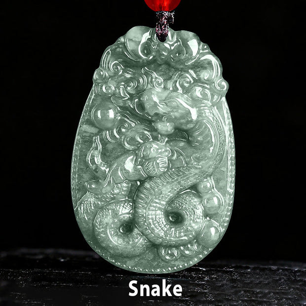 Buddha Stones Chinese Zodiac Jade Year of the Horse Luck Rope Necklace Pendant - Snake - image 16