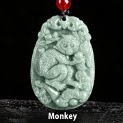 Buddha Stones Chinese Zodiac Jade Year of the Horse Luck Rope Necklace Pendant - Monkey - image 19