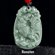 Buddha Stones Chinese Zodiac Jade Year of the Horse Luck Rope Necklace Pendant - Rooster - image 20