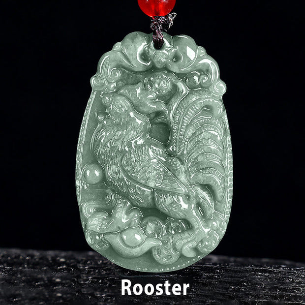 Buddha Stones Chinese Zodiac Jade Year of the Horse Luck Rope Necklace Pendant - Rooster - image 20