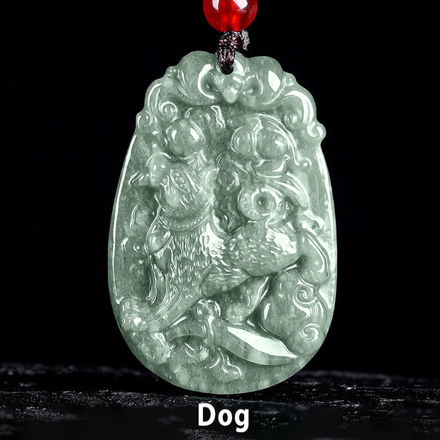 Buddha Stones Chinese Zodiac Jade Year of the Horse Luck Rope Necklace Pendant - Dog - image 21