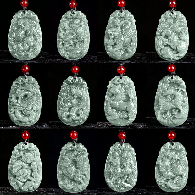 Buddha Stones Chinese Zodiac Jade Year of the Horse Luck Rope Necklace Pendant - image 23